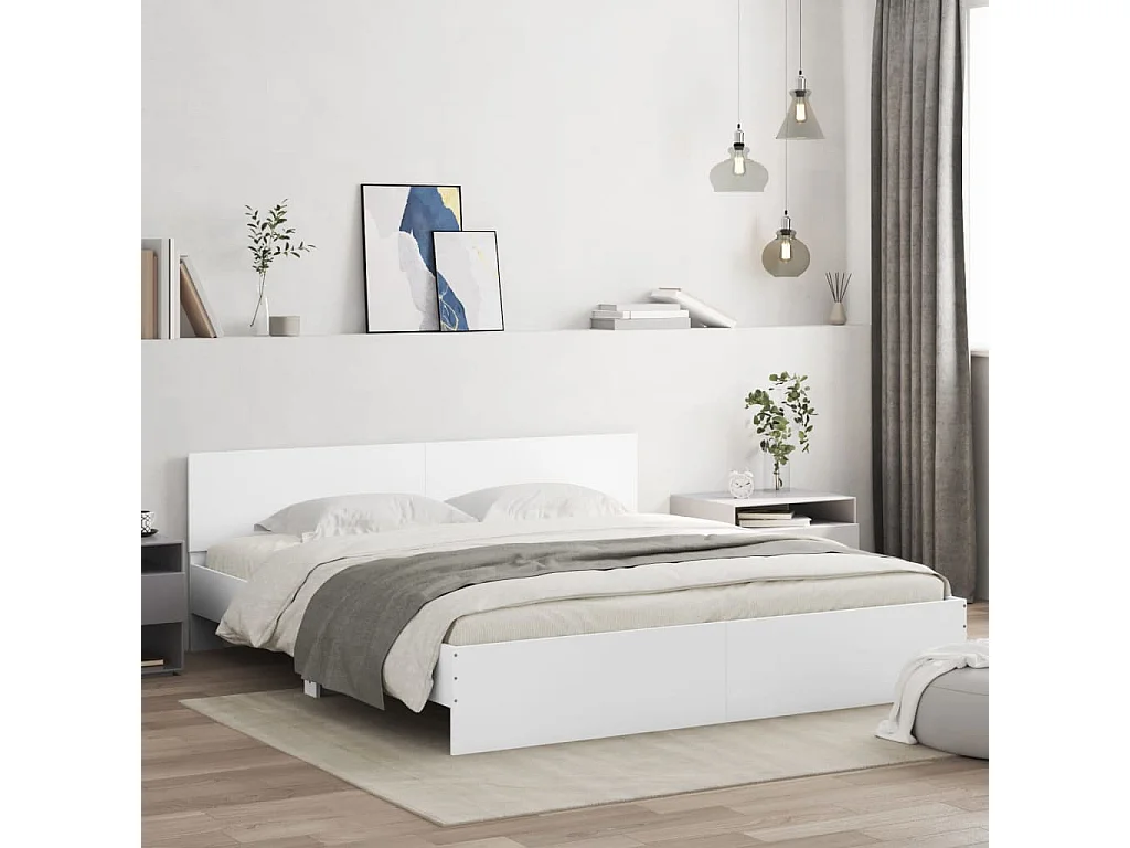 Bettgestell mit Kopfteil Weiß 200x200 cm