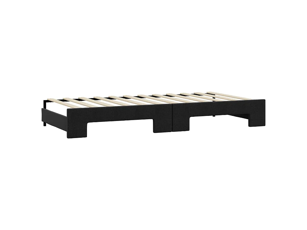 Lit de jour avec gigogne et tiroirs sans matelas noir 80x200 cm