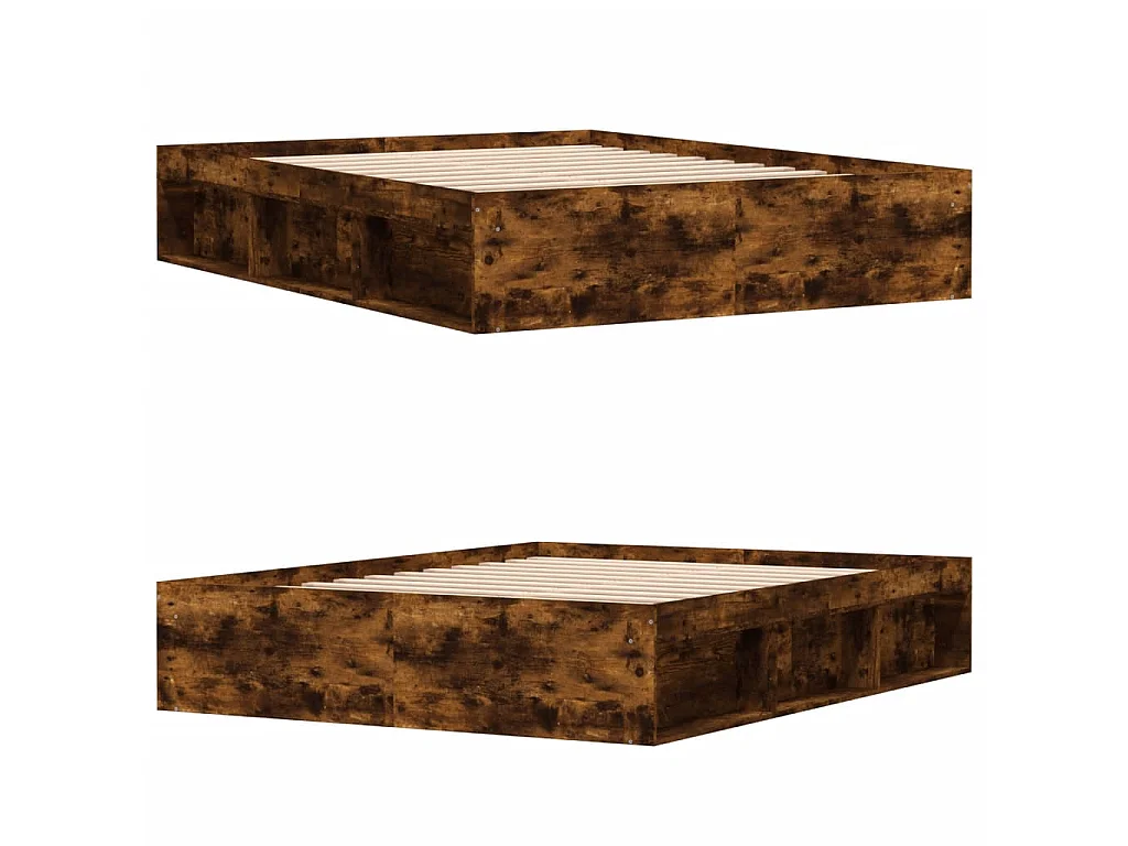 Cadre de lit sans matelas chêne fumé 140x200 cm