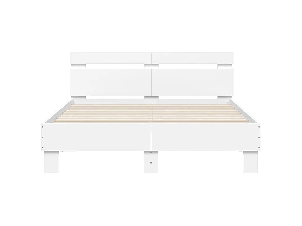 Bedframe met hoofdbord bewerkt hout wit 120x200 cm