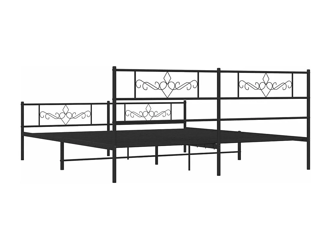 Cadre de lit métal sans matelas avec pied de lit noir 180x200cm