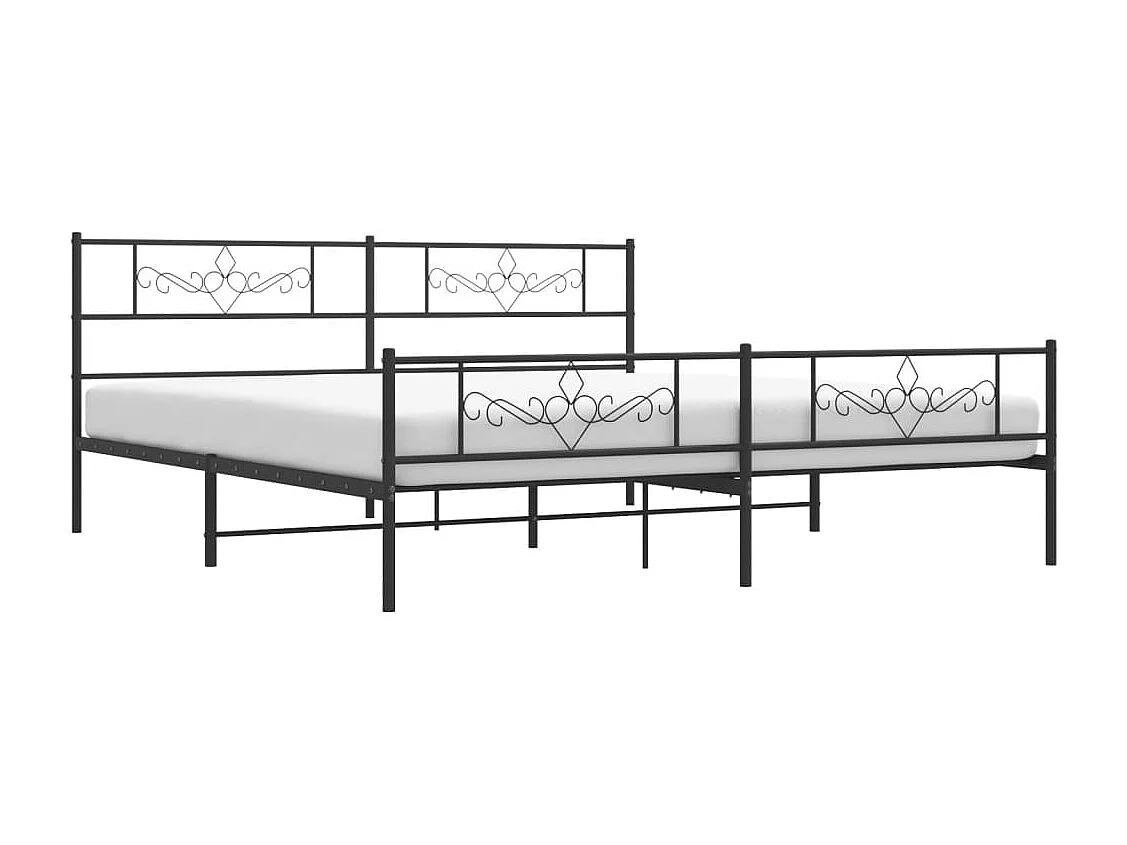 Cadre de lit métal sans matelas avec pied de lit noir 180x200cm