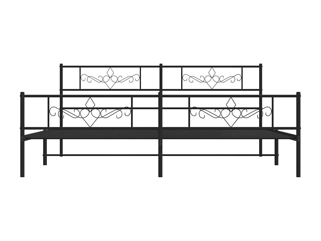 Cadre de lit métal sans matelas avec pied de lit noir 180x200cm