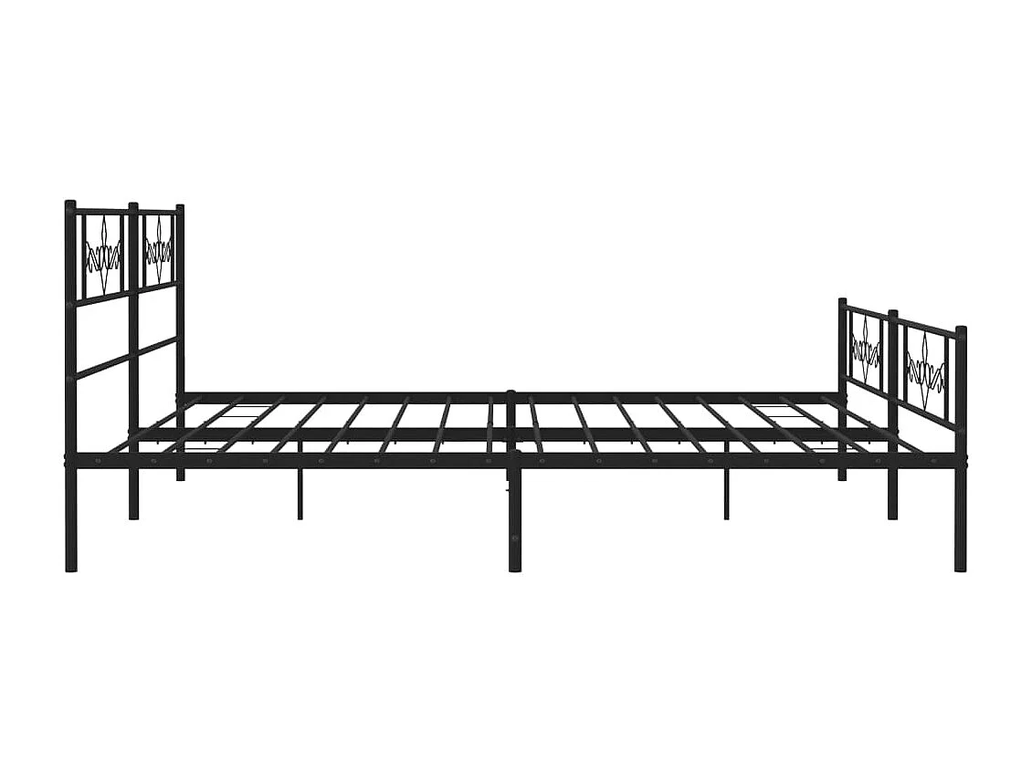 Cadre de lit métal sans matelas avec pied de lit noir 180x200cm