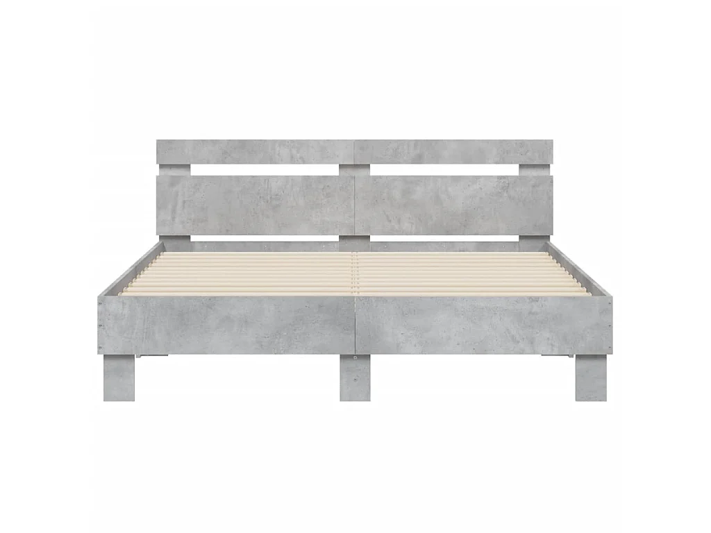 Cadre de lit avec LED sans matelas gris béton 140x200 cm