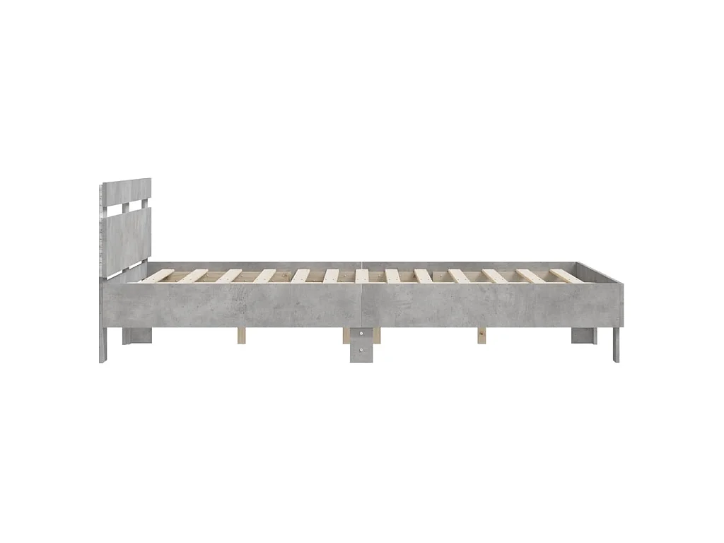 Cadre de lit avec LED sans matelas gris béton 140x200 cm