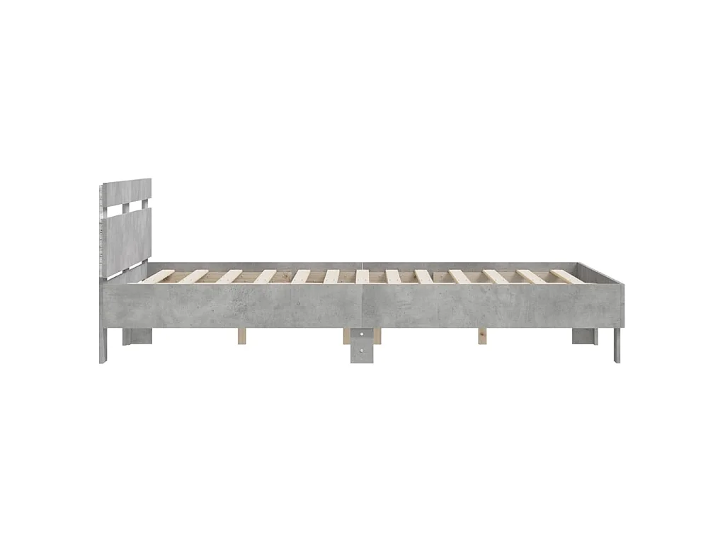 Cadre de lit avec LED sans matelas gris béton 140x200 cm