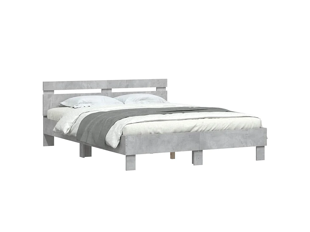 Cadre de lit avec LED sans matelas gris béton 140x200 cm