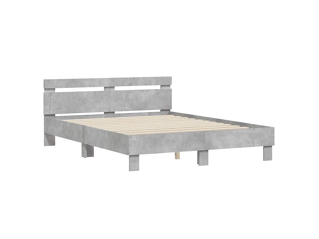 Cadre de lit avec LED sans matelas gris béton 140x200 cm