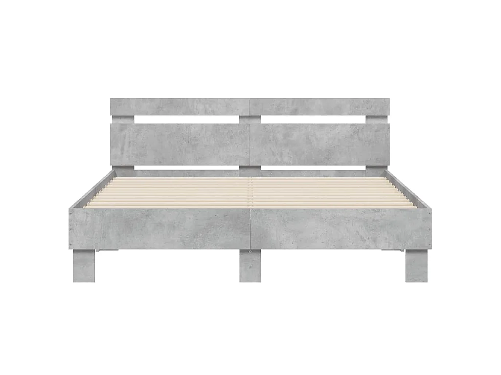 Cadre de lit avec LED sans matelas gris béton 140x200 cm