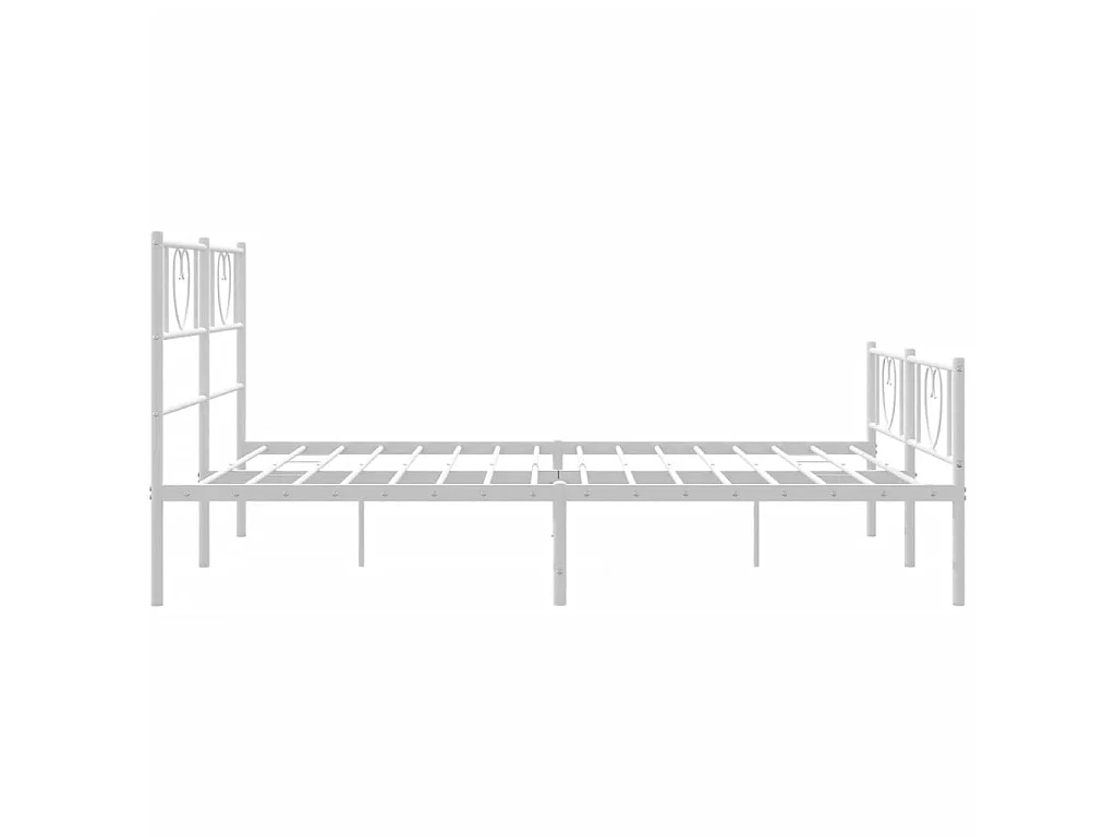 Cadre de lit métal sans matelas et pied de lit blanc 160x200 cm