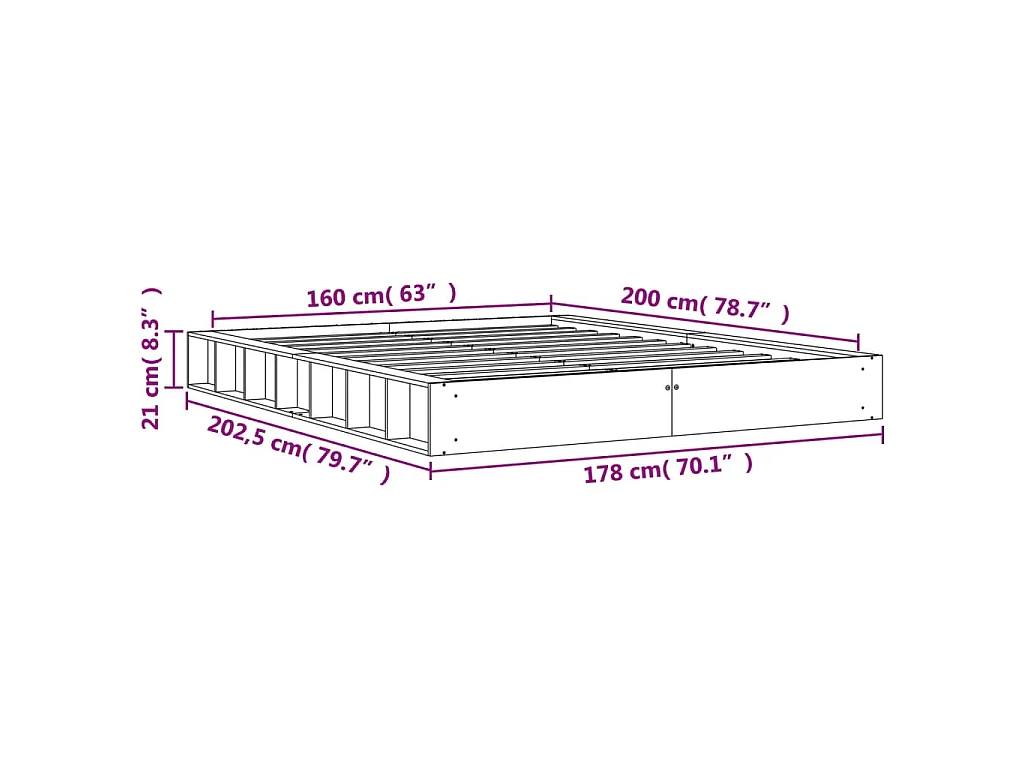 Massivholzbett ohne Matratze Wachsbraun 160x200 Kiefernholz