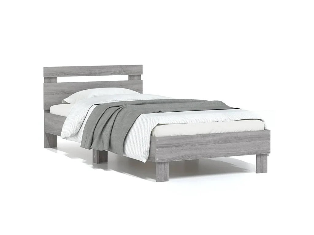 Bettgestell mit Kopfteil Grau Sonoma 90x200 cm Holzwerkstoff