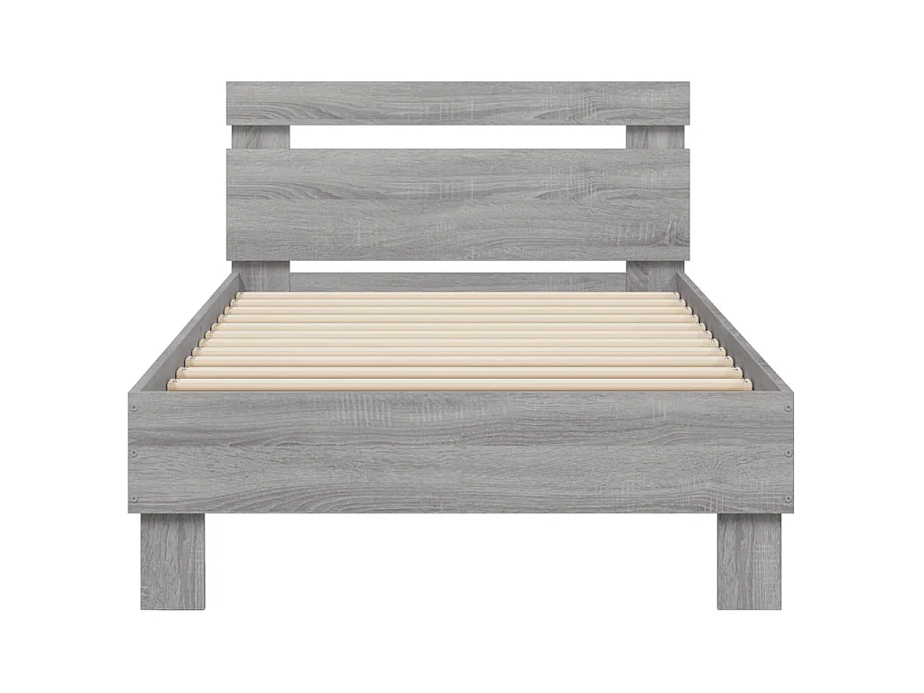 Bedframe met hoofdeinde bewerkt hout grijs sonoma 90x200 cm