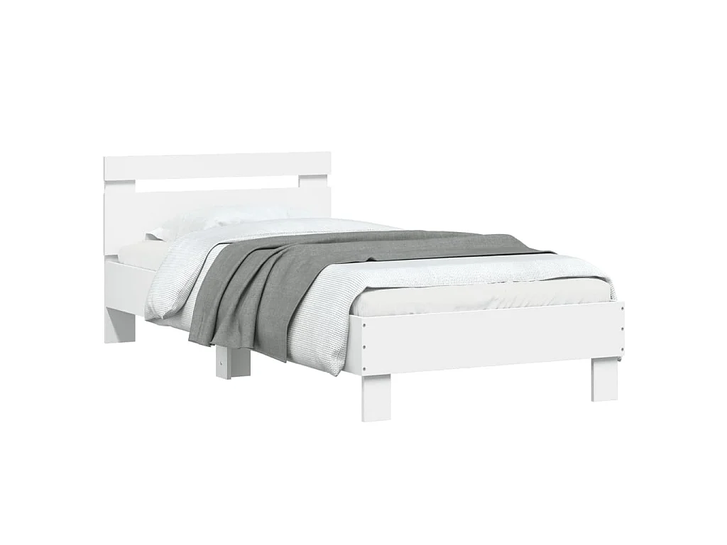 Bedframe met hoofdbord en LED-verlichting wit 90x190 cm