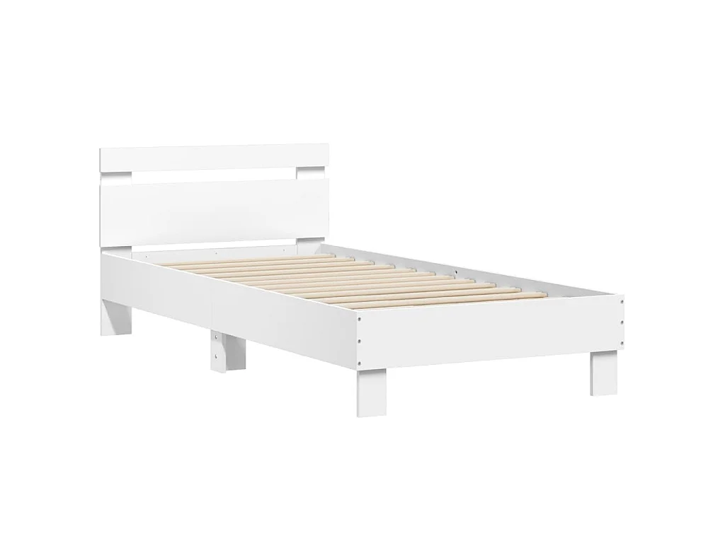 Bedframe met hoofdbord en LED-verlichting wit 90x190 cm