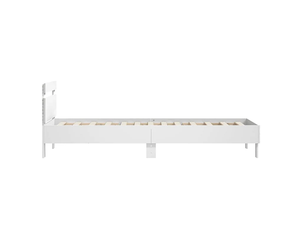 Bedframe met hoofdbord en LED-verlichting wit 90x190 cm