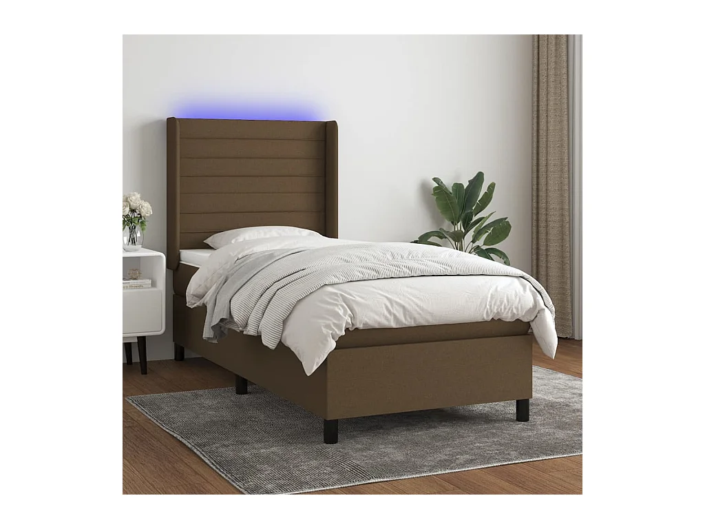 Sommier à lattes de lit matelas LED Marron foncé 80x200cm Tissu