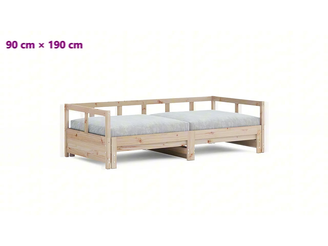 Lit de jour et lit gigogne sans matelas 90x190 cm bois massif