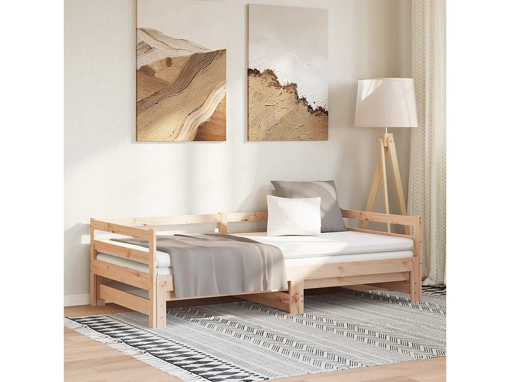 Lit de jour et lit gigogne sans matelas 90x190 cm bois massif