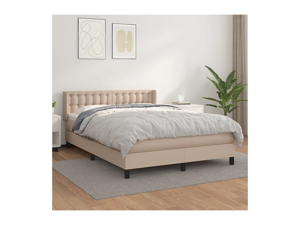 Sommier à lattes de lit avec matelas Cappuccino 140x190 cm