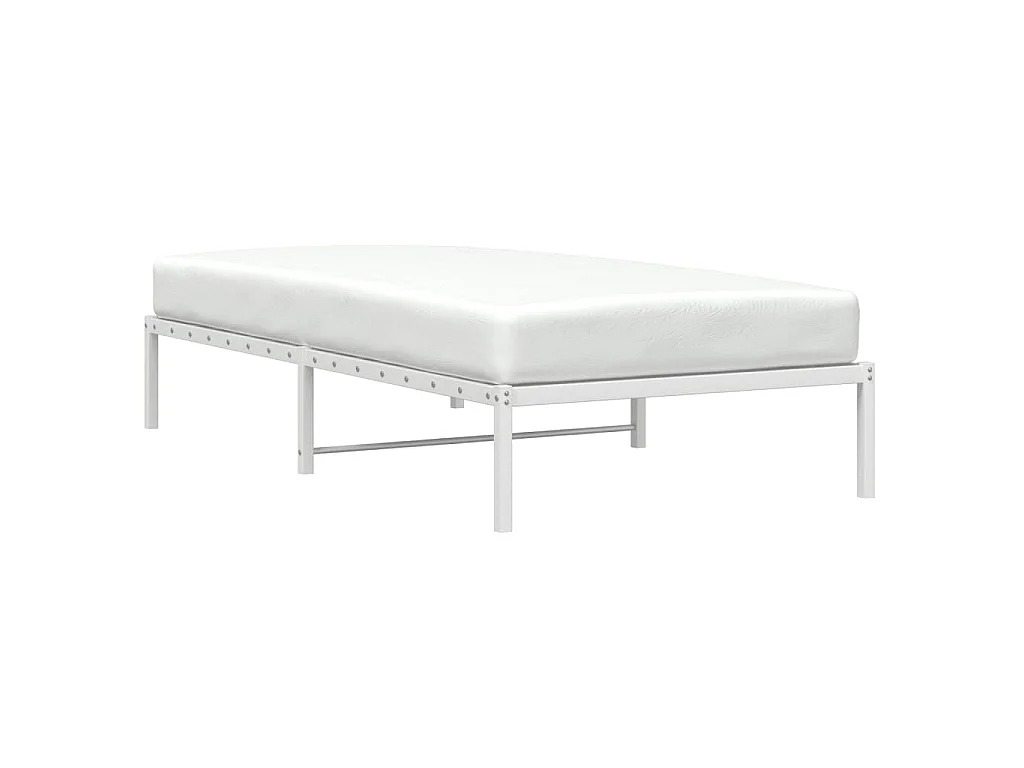 Cadre de lit métal sans matelas blanc 100x190 cm