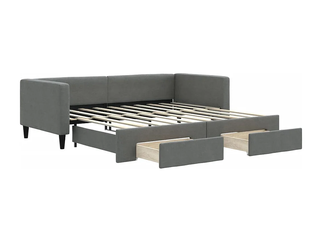Tagesbett Ausziehbar mit Schubladen Dunkelgrau 90x190 cm Stoff
