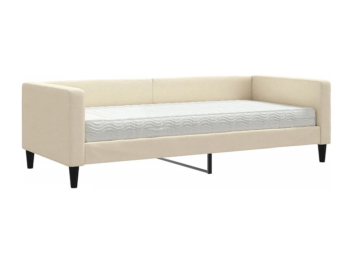 Lit de jour avec matelas crème 90x200 cm tissu