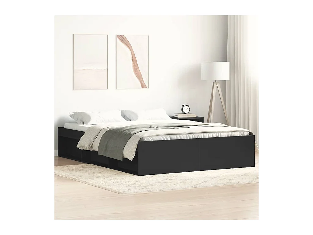 Cadre de lit sans matelas noir 135x190 cm