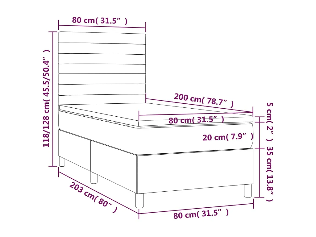 Boxspring met matras en LED stof blauw 80x200 cm