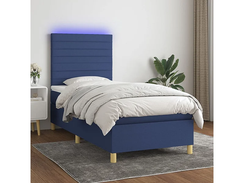 Boxspringbett mit Matratze & LED Blau 80x200 cm Stoff