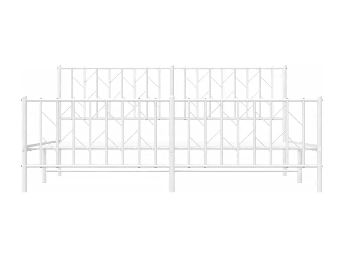 Giroletto con Testiera e Pediera Metallo Bianco 180x200 cm