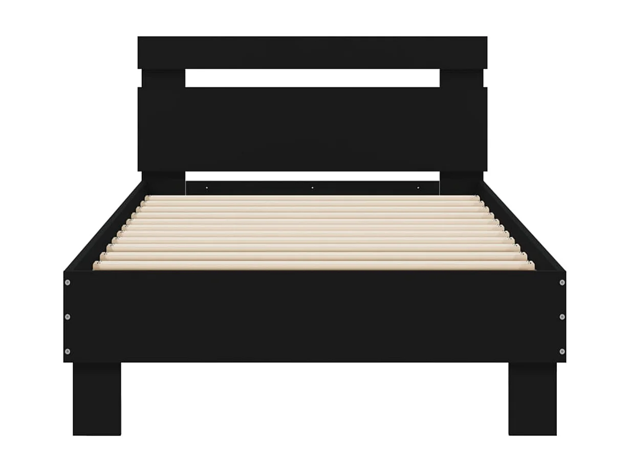 Estructura de cama con cabecero y luces LED negro 75x190 cm