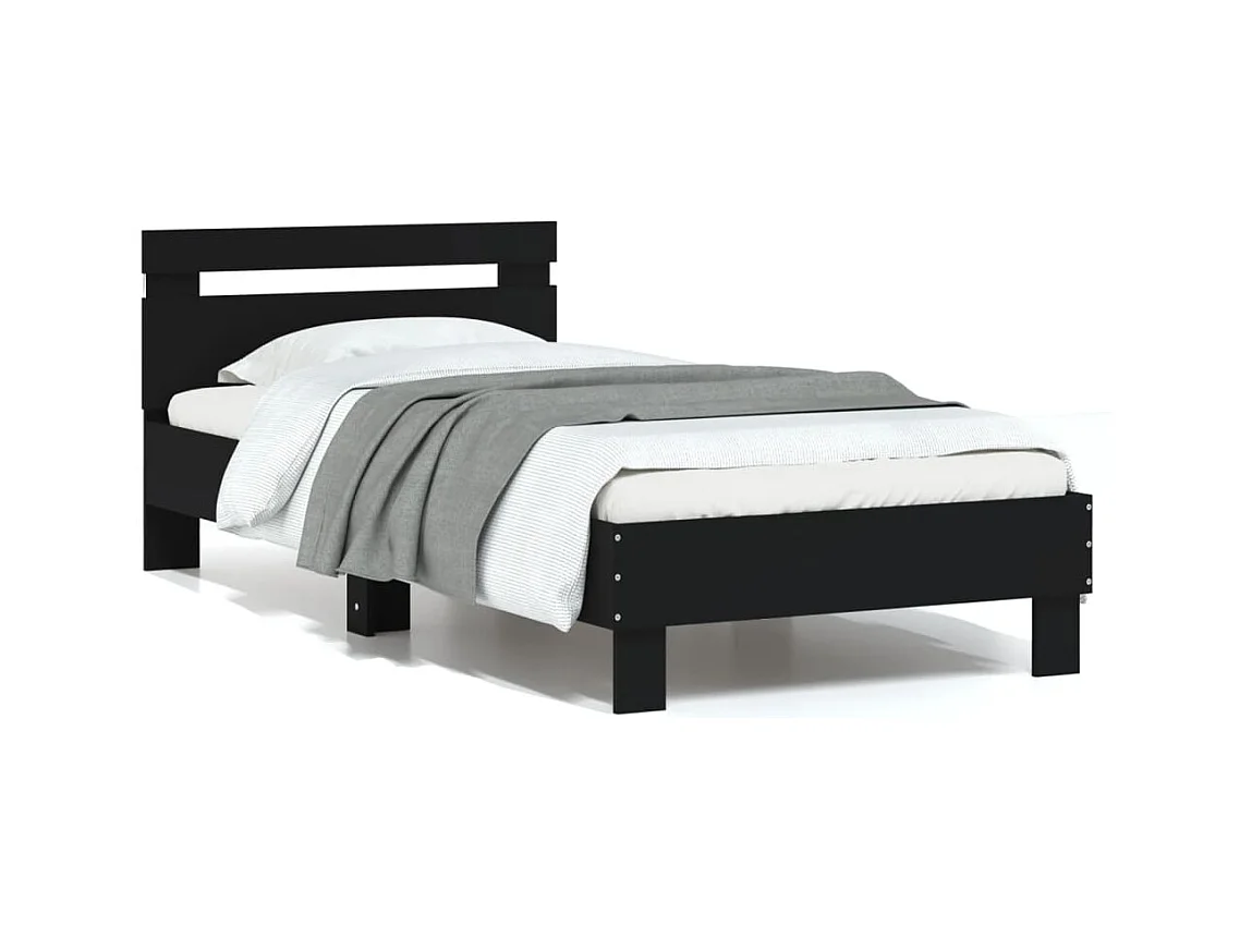 Cadre de lit sans matelas avec lumières LED noir 75x190 cm