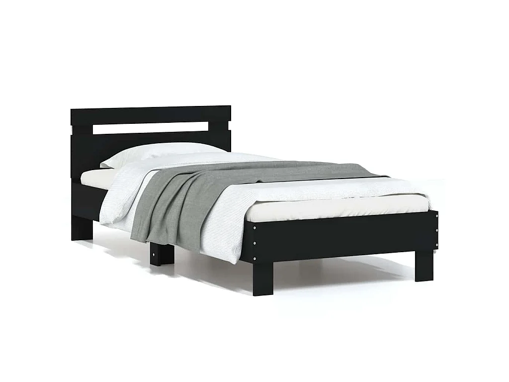 Cadre de lit sans matelas avec lumières LED noir 75x190 cm