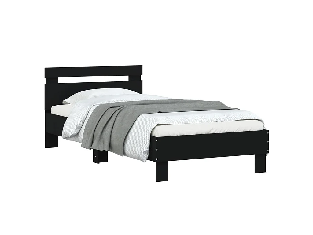 Cadre de lit sans matelas avec lumières LED noir 75x190 cm