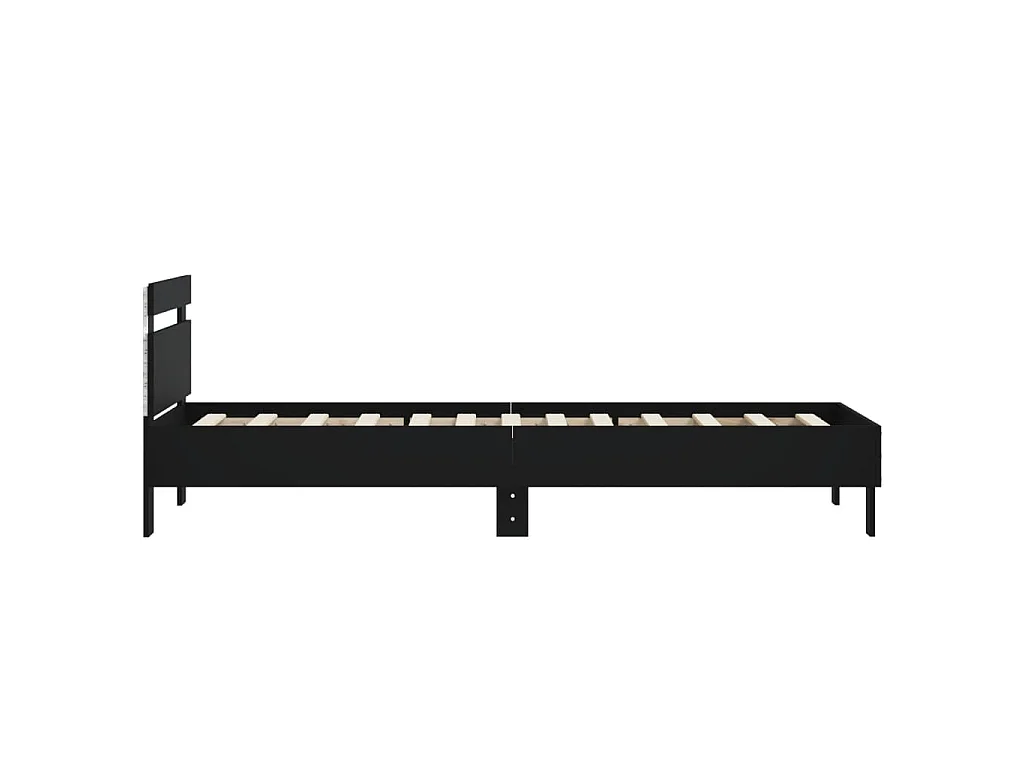 Cadre de lit sans matelas avec lumières LED noir 75x190 cm