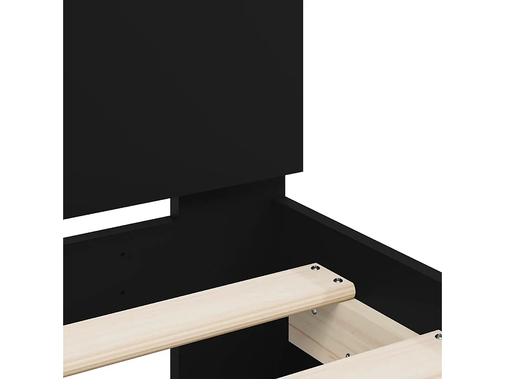 Bettgestell mit Kopfteil und LED-Leuchten Schwarz 75x190 cm