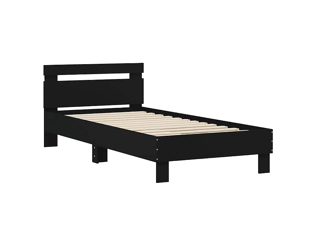 Cadre de lit sans matelas avec lumières LED noir 75x190 cm