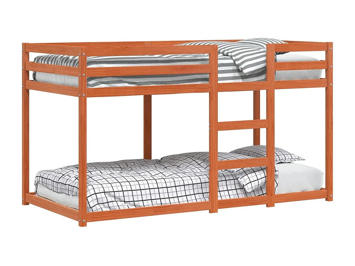 Letto a Castello Marrone Cera 90x190 cm in Legno di Pino