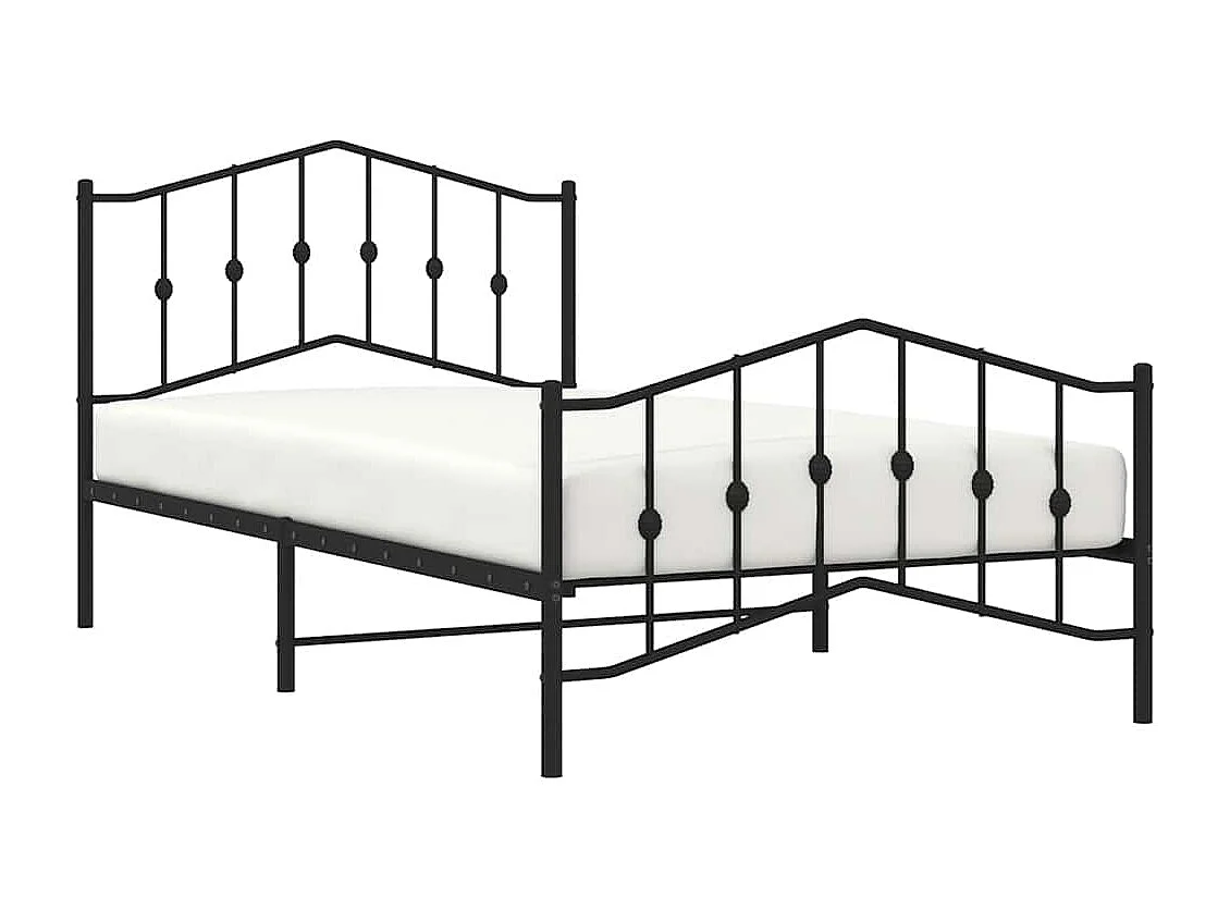 Giroletto con Testiera e Pediera Metallo Nero 100x200 cm