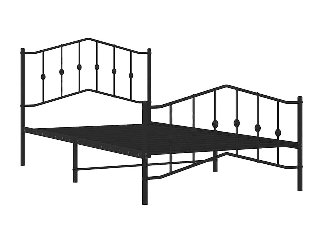 Giroletto con Testiera e Pediera Metallo Nero 100x200 cm