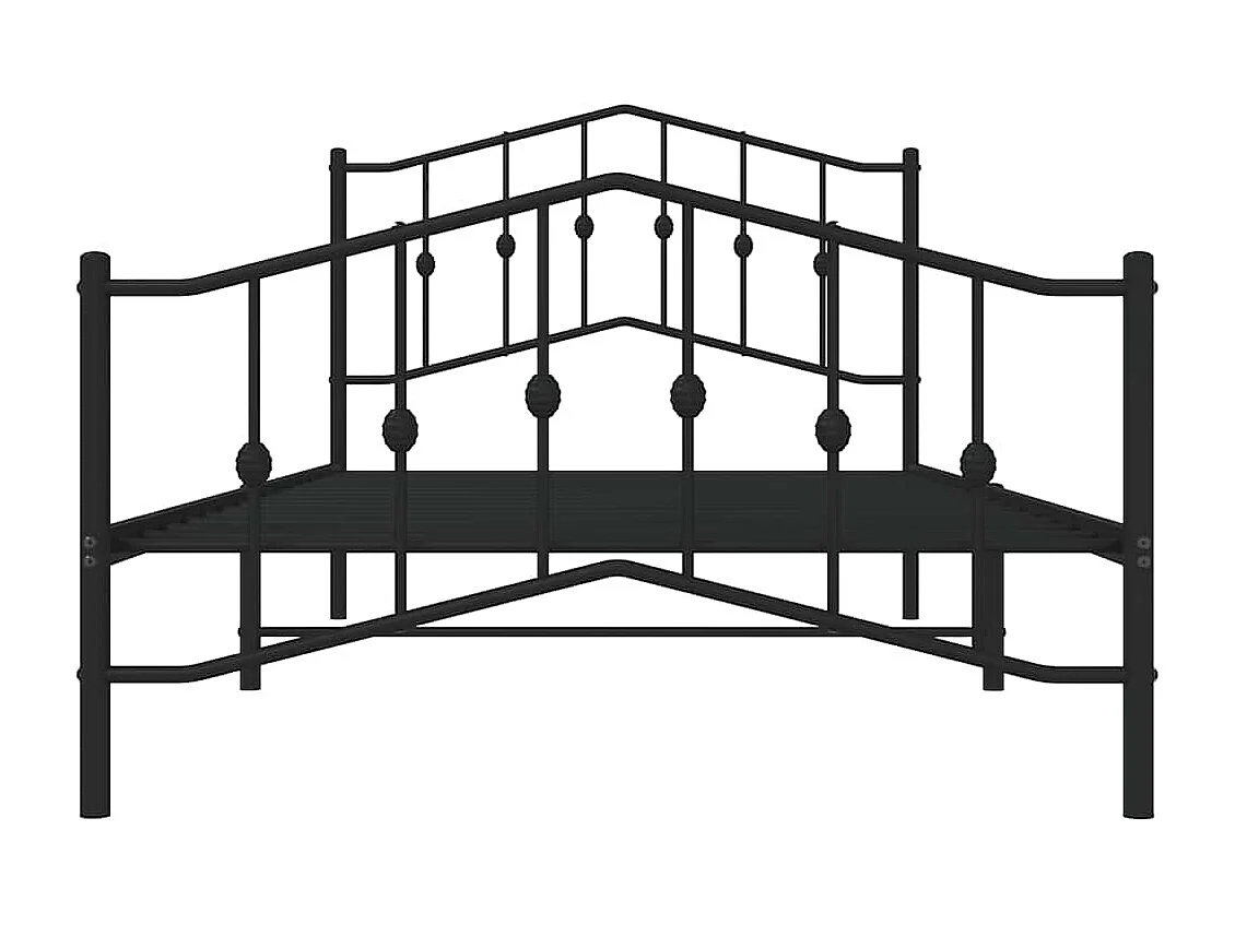 Giroletto con Testiera e Pediera Metallo Nero 100x200 cm
