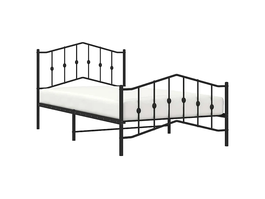Cadre de lit métal sans matelas et pied de lit noir 100x200 cm