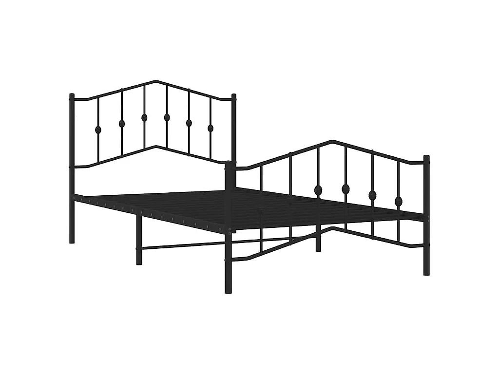 Cadre de lit métal sans matelas et pied de lit noir 100x200 cm