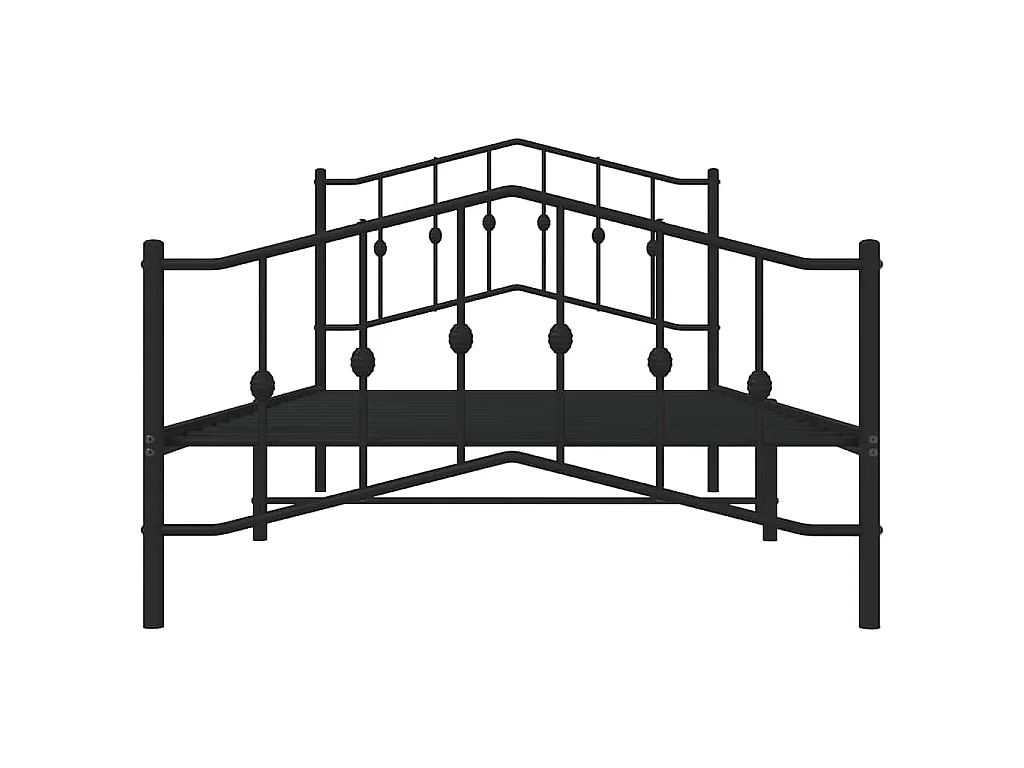 Cadre de lit métal sans matelas et pied de lit noir 100x200 cm