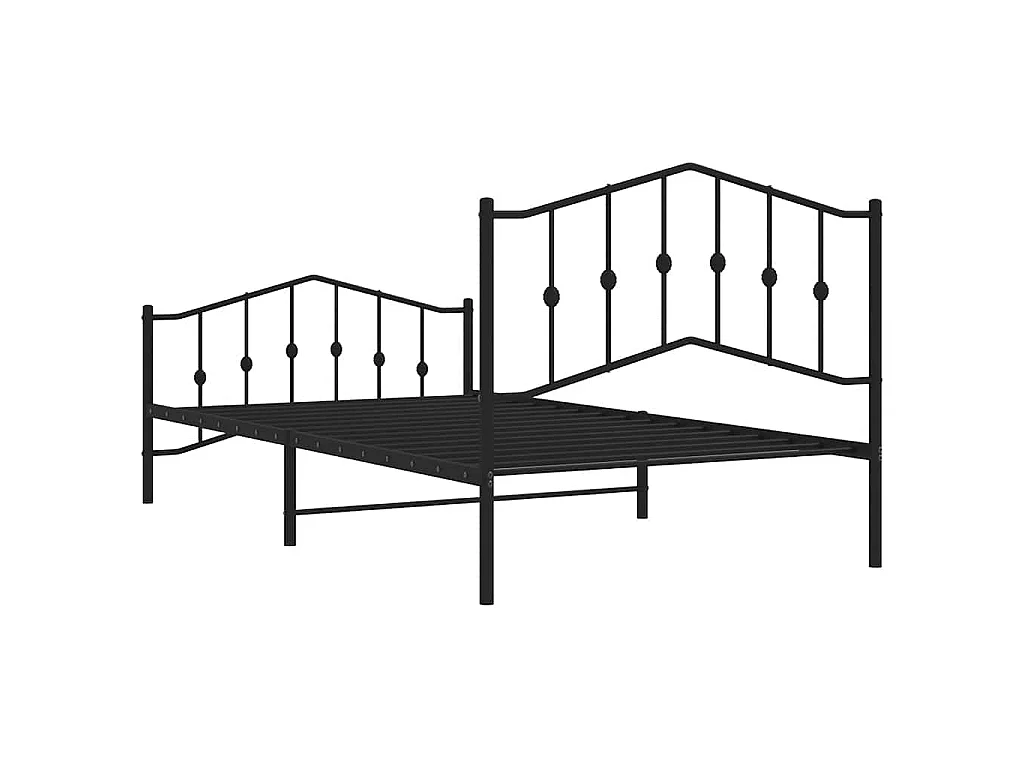 Cadre de lit métal sans matelas et pied de lit noir 100x200 cm