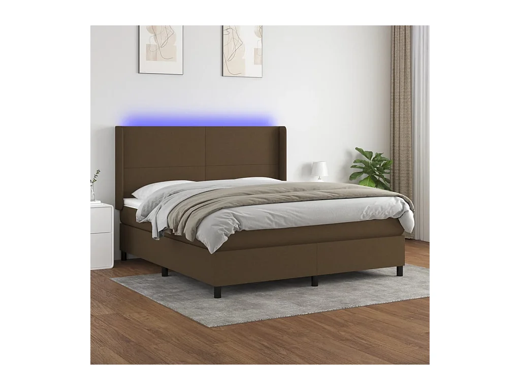 Sommier à lattes de lit matelas LED Marron foncé 180x200 cm