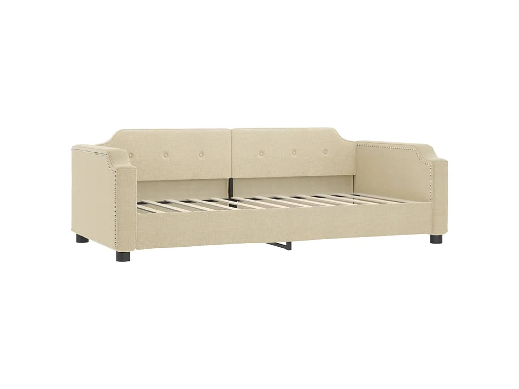 Tagesbett Ausziehbar mit Matratzen Creme 100x200 cm Stoff