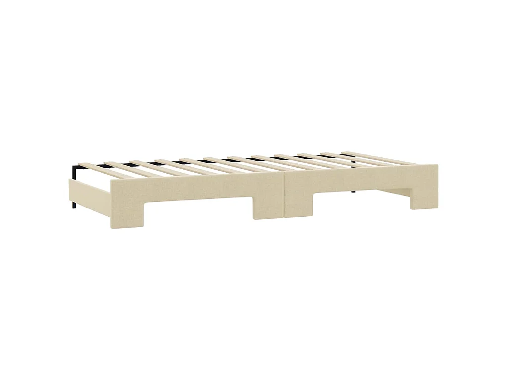 Tagesbett Ausziehbar mit Matratzen Creme 100x200 cm Stoff